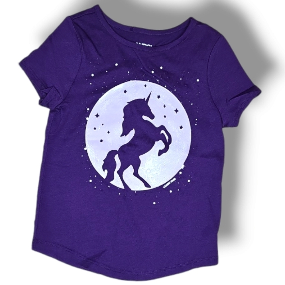 Lands' End Purple Graphic Unicorn Short Sleeve T-Shirt - Size XXS (3-4 Toddler)